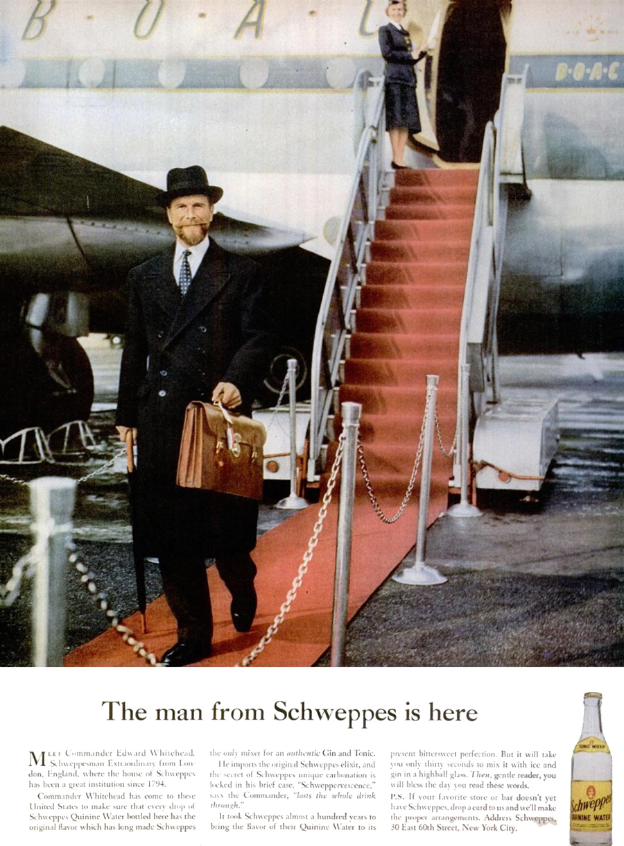 Едуард Уайтхед в реклама на Швепс.